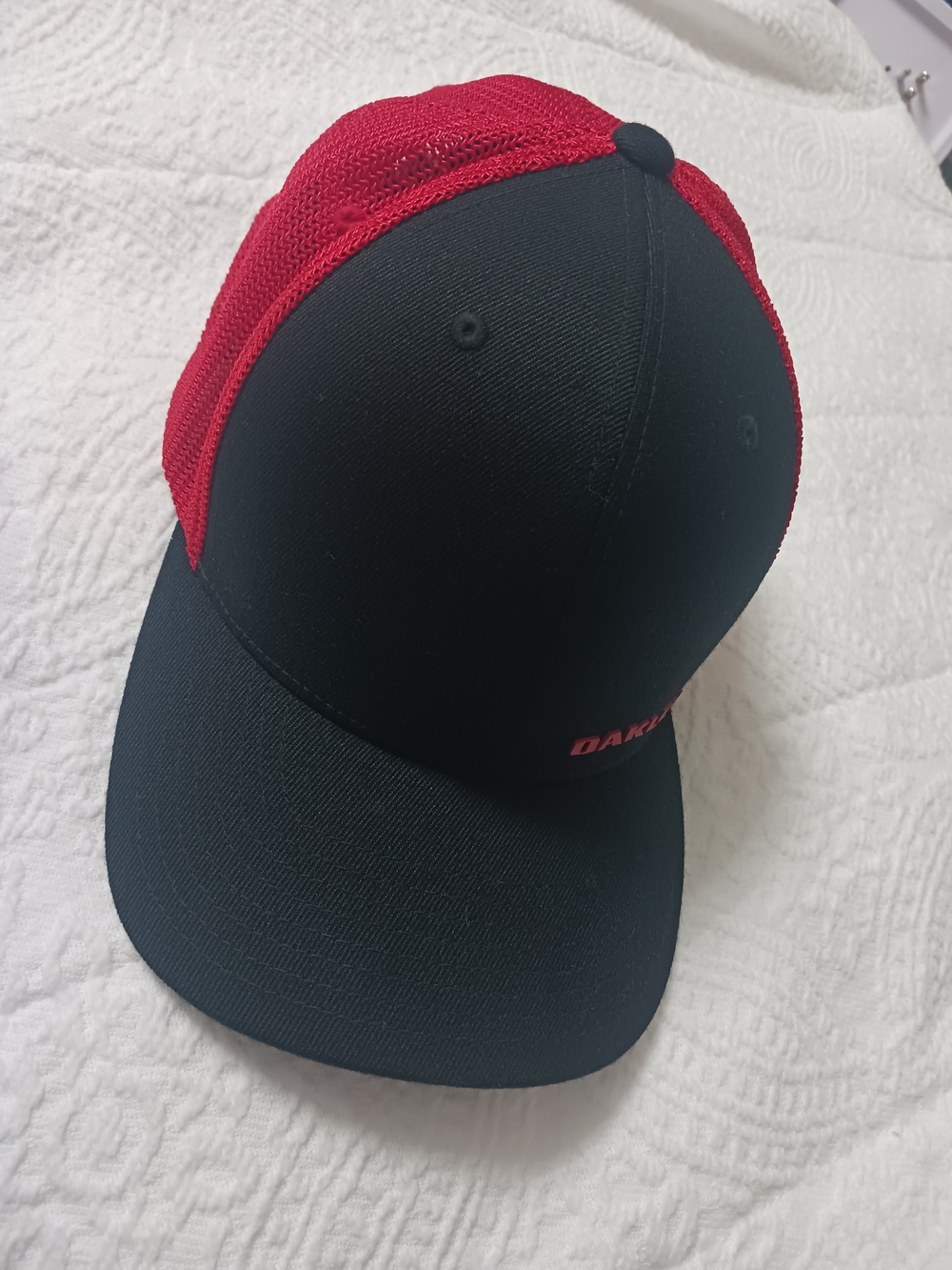 Oakley Black and Red Mesh Trucker Hat